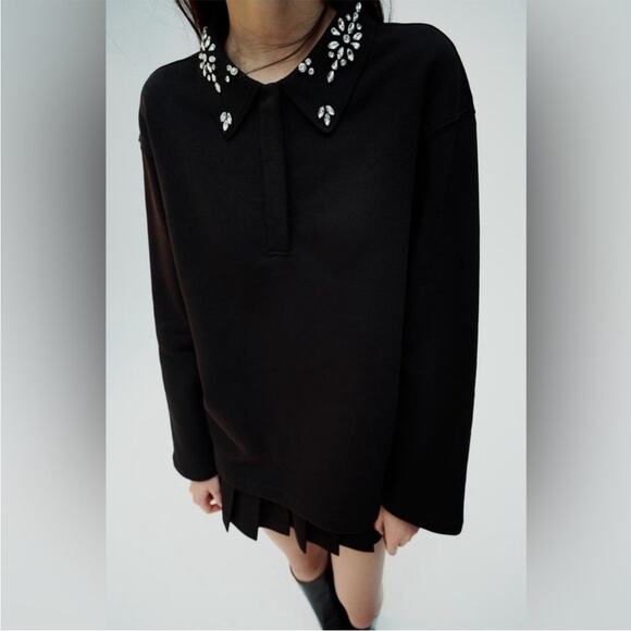 ZARA JEWEL POLO SWEATSHIRT SIZE SMALL - Picture 1 of 11